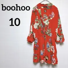 24時間以内発送✨️boohoo【10】フラワープリント オールインワン つなぎ