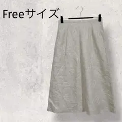 ✨タグ付きスカート/Free/刺繍/麻100%/夏スカートベージュ1689