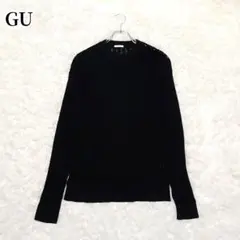 ジーユー　GU　透かし編みニット　長袖　ブラック　大人　シンプル　春　無地