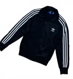 adidas トラックジャケット 黒 白 三本線 バックロゴ 韓国古着