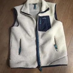 patagonia ボアフリース ベスト メンズM ホワイト　ブルー 美品