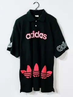 希少 90年代 adidas アディダス ロゴ プリント 半袖 ポロシャツ