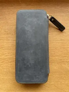 【美品】バハギア　ペンケース　ラウンドジップ型　クレイジーホース　ネイビー