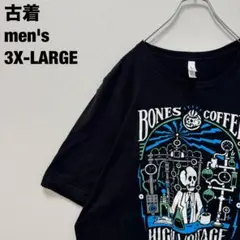 古着 キャンバス Tシャツ BONES COFFEE スカル ブラック 3XL