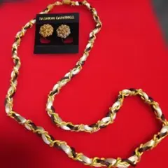 ゴールドカラー ネックレスとイヤリングセット