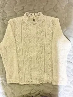 PAGEBOY 総レース ハイネック ブラウス 長袖 アイボリー