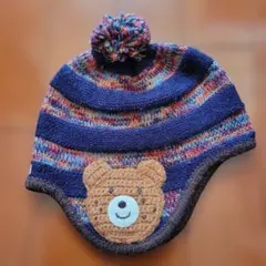 ホットビスケット　ミキハウス　 ニット帽 ストライプ柄　フリーサイズ48～52