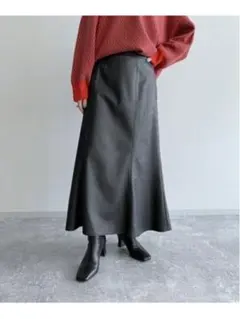 JEANASIS フェイクレザー ロングスカート ブラック Fのサムネイル