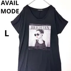 アベイルモード 半袖Tシャツ【L】プリント 海外 モード風 モノクロ y2kのサムネイル