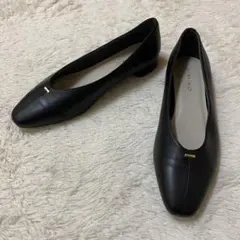 極美品！HIMIKO スクエアトゥ パンプス 黒 本革 卑弥呼