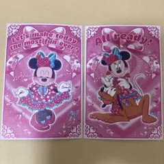 2枚　ディズニー　クリパレ　パルパル　ミニー　カード　ポストカード