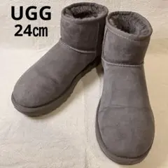 【美品】UGG グレー ショート ムートンブーツ 24㎝
