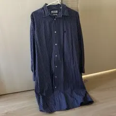 Gymphlex ネイビー ストライプ シャツワンピース