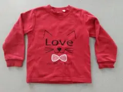 赤い猫デザイン　裏起毛長袖トレーナー