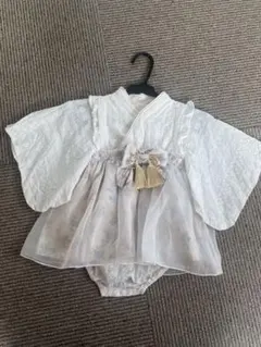 【バースデイ】cottoli 袴ロンパース 女の子 80サイズ 花柄 ホワイト