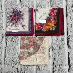 クリスチャンディオール　ハンカチ　3枚セット　ｗ0825-0605-①-③