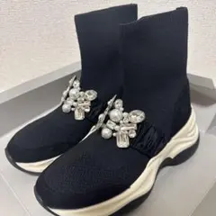 RANDA ビジュー パール ソックス スニーカー S