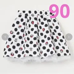 しまむら リトシー Littc ミニー水玉スカート スカパン 白 90cm 新品