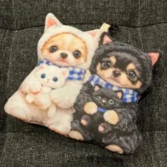 ハンドメイド ☆ ふわふわポーチ 猫チワワ