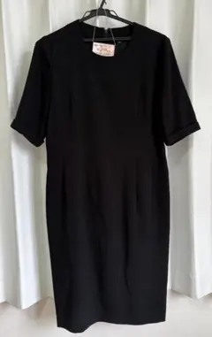 【クリーニング済み】半袖ブラックフォーマル 喪服 礼服 ワンピース総丈98cm