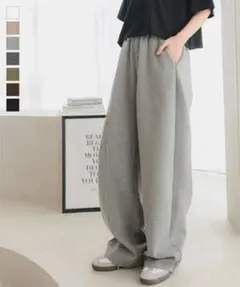 【新品】神戸レタス　カーブパンツ　ワイド　ダイバー素材　スウェット　グレー