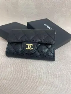 CHANEL マトラッセ キャビアスキン コインケース ブラック ゴールド金具のサムネイル