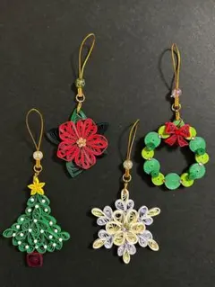ハンドメイド クリスマス オーナメント④ 4個セット　ペーパークイリング
