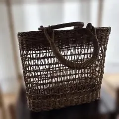 アンティーク ワイヤーバスケット 持ち手付き かご 黄色・ゴールド系