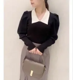 スナイデル(SNIDEL)黒 パフスリーブ ニット 長袖