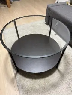 IKEA VITTSJÖ（ヴィットショー）円形センターテーブル ガラス天板 木製 VITTSJÖ ヴィットショー コーヒーテーブル, ブラックブラウン, ガラス