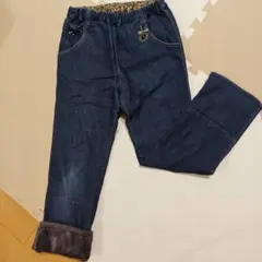 ファミリア デニムパンツ 長ズボン リボン 花柄　140cm
