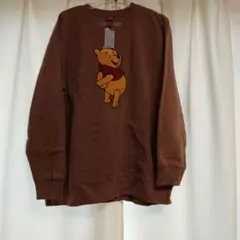 プーさん刺繍ブラウントレーナー