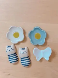 箸置き 5個セット 猫 花 蝶々