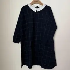ネイビー チェック柄 ワンピース（ARCHE&ライン）125センチ