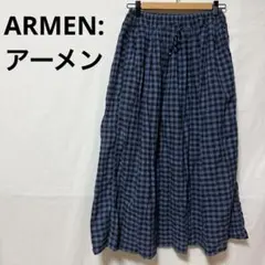 ARMEN★コットンボイルギンガムチェック柄ギャザースカート！！