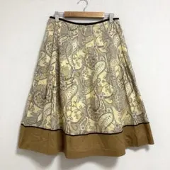 キース KEITH ペイズリー柄 フレアスカート ミディ丈 【L】 イエロー系