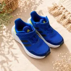 adidas 青 スニーカー ベルクロ　17㎝