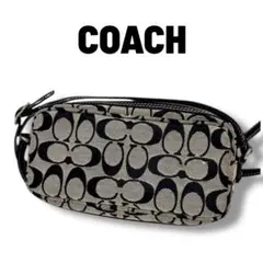 COACH コーチ シグネチャー ミニショルダーバッグ/ポーチ 黒×グレー