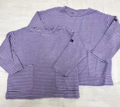petit main 紫 ストライプ 長袖カットソー 2枚セット
