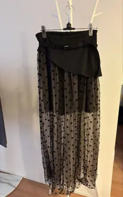 ドット柄シースルー フレアスカート　ロイヤルパーティー