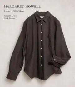 MARGARET HOWELL リネン100%シャツ ブラウス L 焦茶 - メルカリ