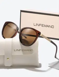 LINFEMAND ラウンド キャットアイ ブラウン・サングラス・ユニセックスのサムネイル