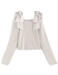 GRL オフショルダーリボンストラップニットトップス[mb1546] アイボリー