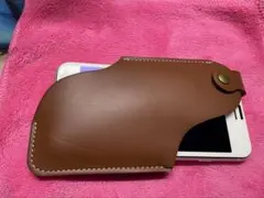 レザー製スマホカバー ブラウン