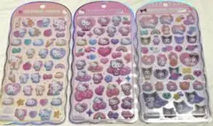ハローキティ・マイメロディ シールセット 3枚　コットンパフィーシール
