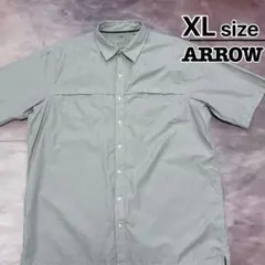 ARROW　ワークシャツ　半袖　XL　ライトグレー　リップストップ　無地　古着のサムネイル
