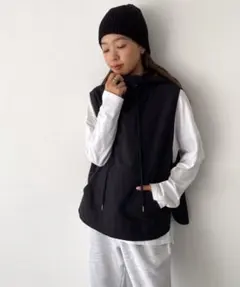 《美品》CANALJEAN El mar ナイロンアノラックベスト▶︎ブラック