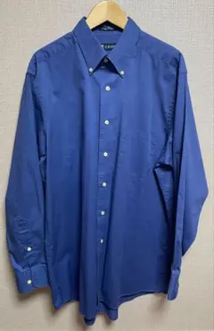 古着 CHAPS ボタンダウン長袖シャツ M 青