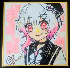 魔法少女ノ魔女裁判　まのさば　桜羽エマ 色紙 手描きイラスト