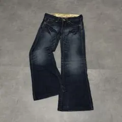 Y2K 00s ギャル ブーツカット フレアデニム 刺繍ポケット ローライズ